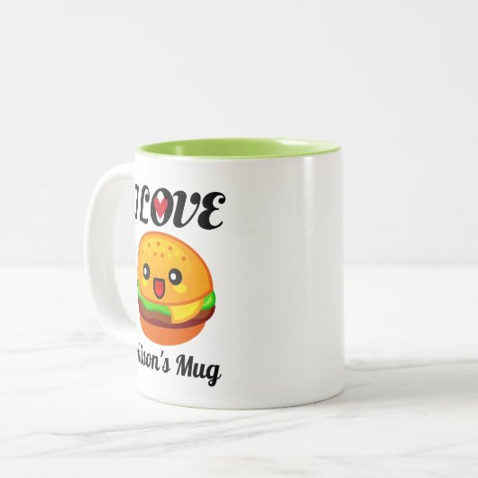 Hamburger Burger Lover Geschenk Personalisiert Zweifarbige Tasse (Vorderseite Links)