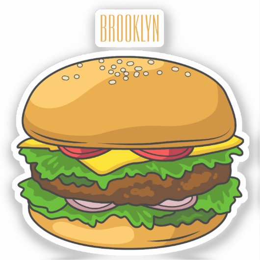 Hamburger Cartoon Aufkleber (Vorderseite)