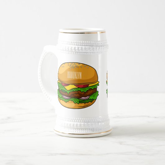Hamburger Cartoon Bierglas (Vorderseite Links)