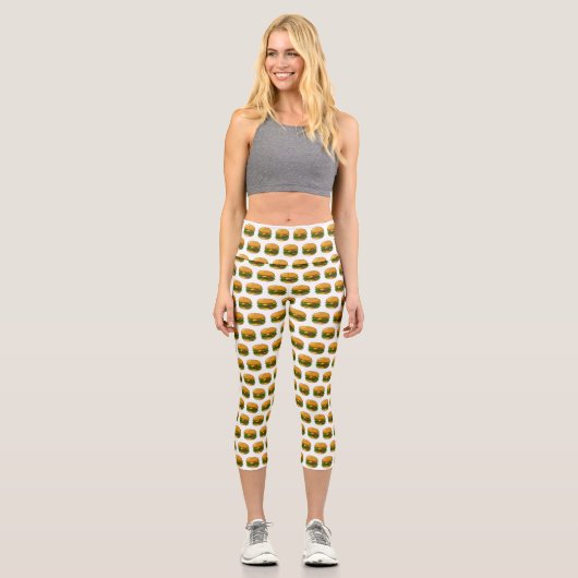 Hamburger Cartoon Capri Leggings (Vorderseite)