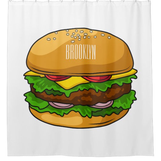 Hamburger Cartoon Duschvorhang (Vorderseite)