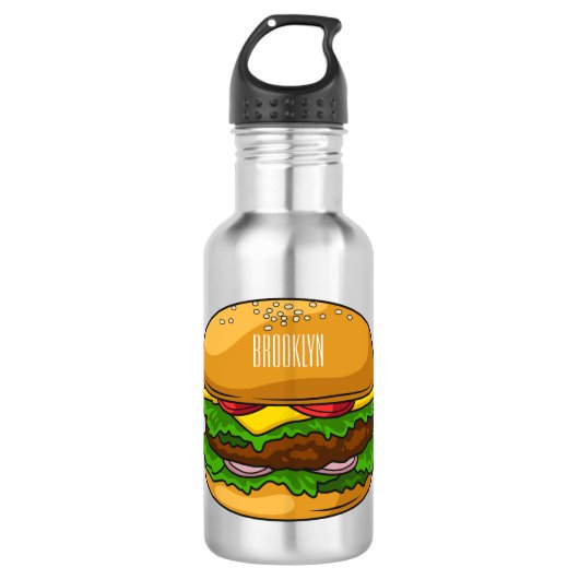 Hamburger Cartoon Edelstahlflasche (Vorderseite)