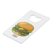 Hamburger Cartoon Geldbeutel Flaschenöffner (Rückseite Schrägansicht)