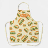 Hamburger Cartoon Illustration Muster & Name Schürze (Vorderseite)