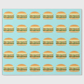 Hamburger Cartoon Illustriertes Muster auf blau Geschenkpapier (Flach)