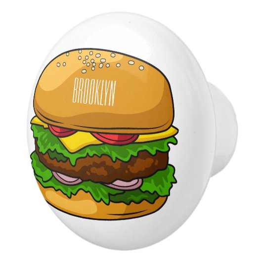 Hamburger Cartoon Keramikknauf (Rechts)