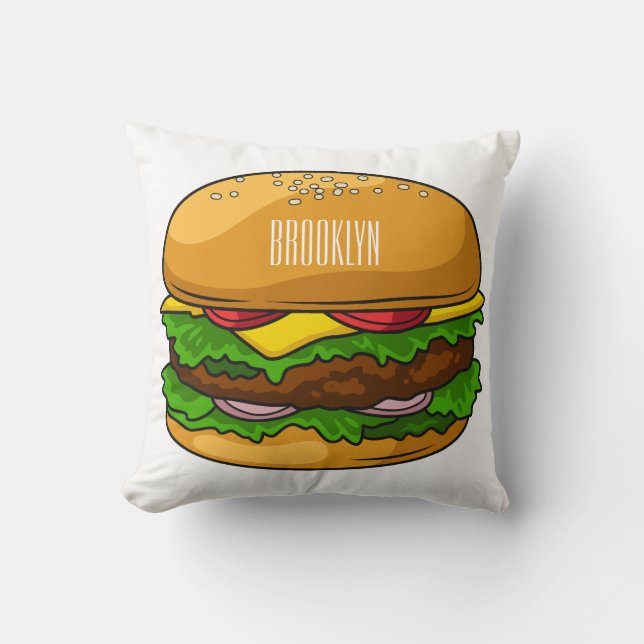 Hamburger Cartoon Kissen (Vorderseite)