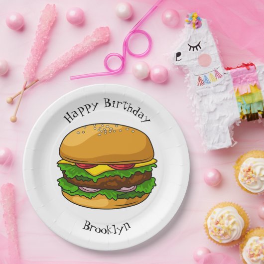 Hamburger Cartoon Pappteller (Party)