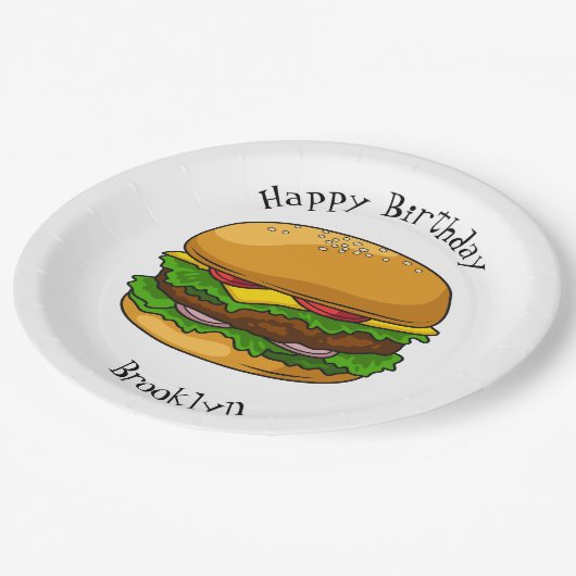 Hamburger Cartoon Pappteller (Schrägansicht)