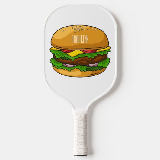 Hamburger Cartoon Pickleball Schläger (Vorderseite)