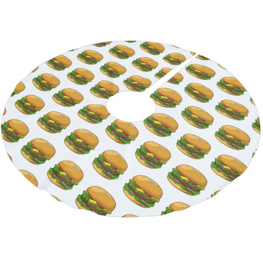 Hamburger Cartoon Polyester Weihnachtsbaumdecke (Schrägansicht)