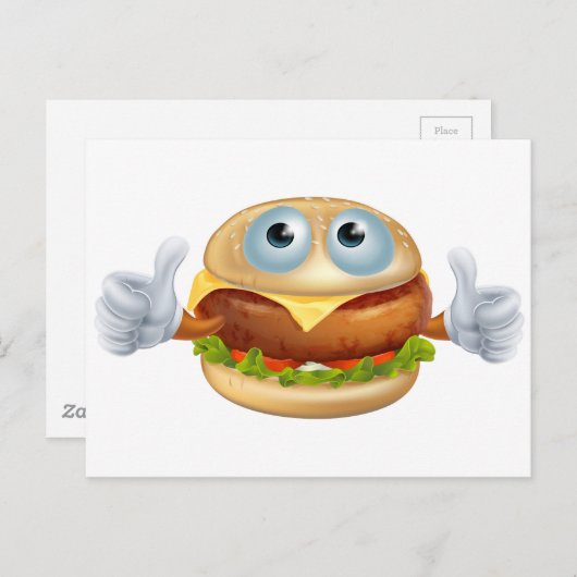 Hamburger-Cartoon Postkarte (Vorne/Hinten)