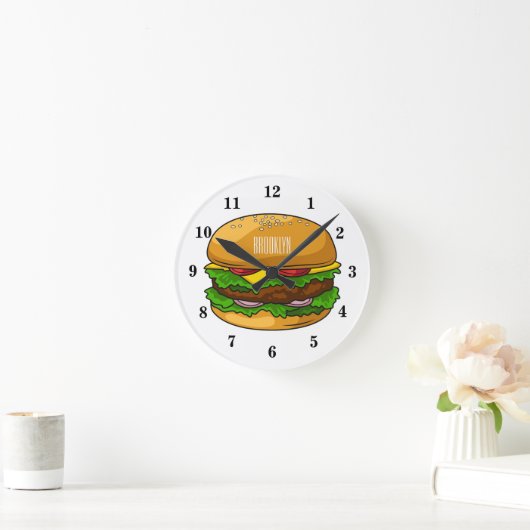 Hamburger Cartoon Runde Wanduhr (Zuhause)