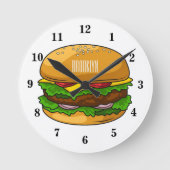 Hamburger Cartoon Runde Wanduhr (Vorderseite)