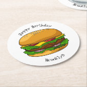 Hamburger Cartoon Runder Pappuntersetzer (Angewinkelt)