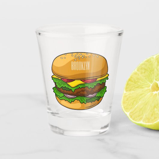 Hamburger Cartoon Schnapsglas (Vorderseite)