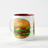 Hamburger Cartoon Zweifarbige Tasse (Vorderseite Links)