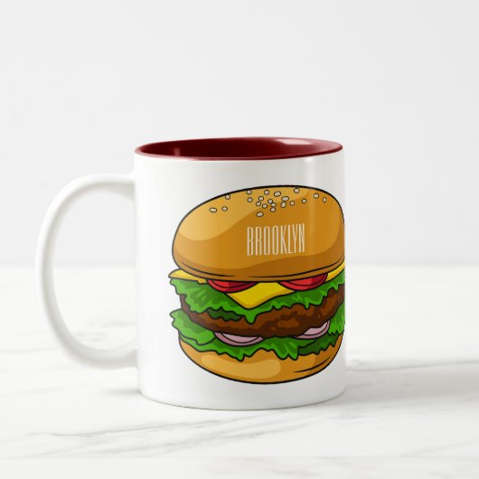 Hamburger Cartoon Zweifarbige Tasse (Links)