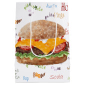 Hamburger Cheese Fast Food GRILLEN Diner Mittlere Geschenktüte (Rückseite)