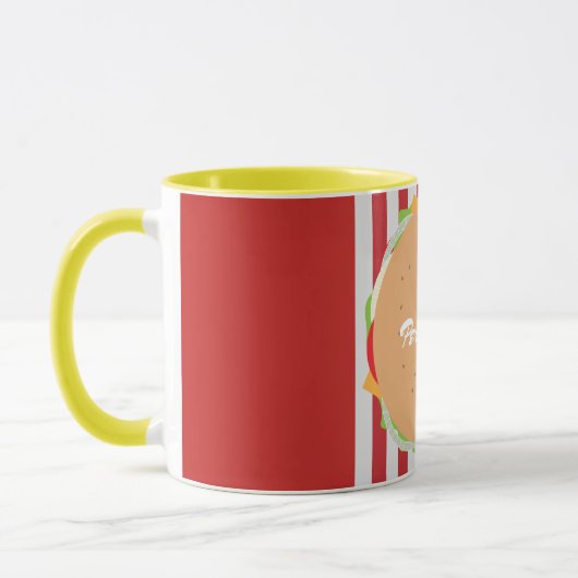 Hamburger Cheeseburger niedlicher Kaffee Streifen Tasse (Links)