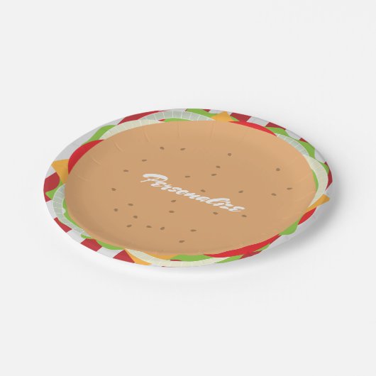 Hamburger Cheeseburger niedliches Café Abendessen Pappteller (Schrägansicht)