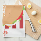 Hamburger Cheeseburger niedliches Café gestreift A Geschirrtuch (Viertel Falte)