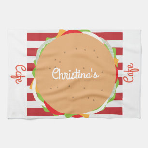 Hamburger Cheeseburger niedliches Café gestreift A Geschirrtuch