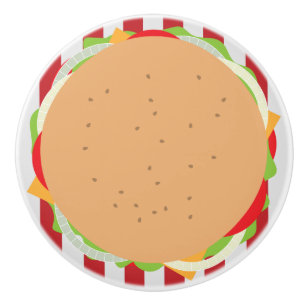 Hamburger Cheeseburger niedliches Café gestreift Keramikknauf