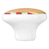 Hamburger Cheeseburger niedliches Café gestreift Keramikknauf (Seitenansicht)