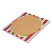Hamburger Cheeseburger niedliches Café rot gestrei Fliese (Seite)