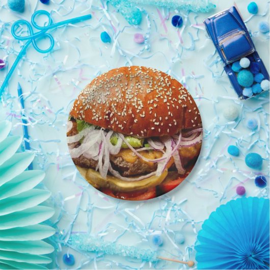 Hamburger Cheeseburger Pappteller (Party)