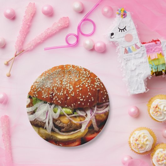 Hamburger Cheeseburger Pappteller (Party)