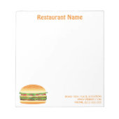 Hamburger Custom Restaurant Notizblock (Vorderseite)