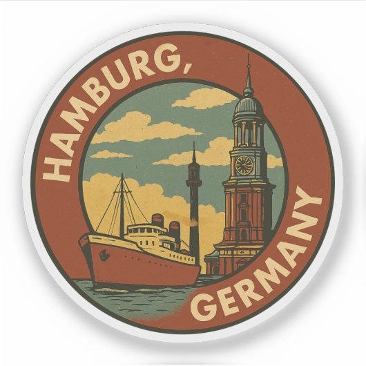 Hamburger deutscher Hafenstadt Aufkleber (Vorderseite)