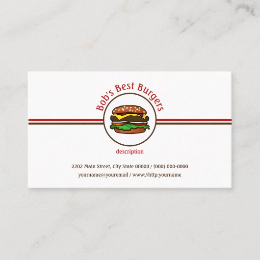 Hamburger Diner Fast Food Restaurant Business-Logo Visitenkarte (Vorderseite)