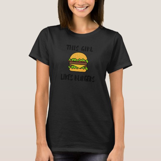 Hamburger Eating Delicious Burger Girl T-Shirt (Vorderseite)