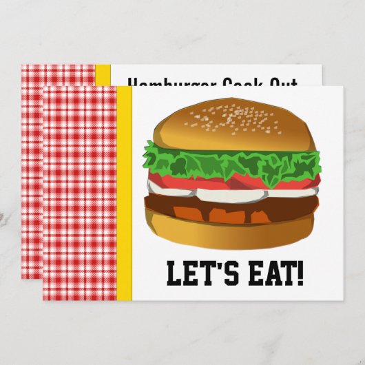 Hamburger, essen wir!Einladung Einladung (Vorne/Hinten)