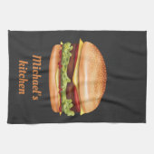 Hamburger Fast Food-Illustration mit benutzerdefin Geschirrtuch (Horizontal)