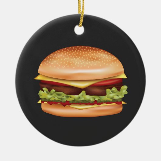 Hamburger Fast Food-Illustration mit benutzerdefin Keramik Ornament (Vorne)