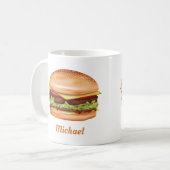 Hamburger Fast Food Illustration mit Individuelle Kaffeetasse (Vorderseite Links)