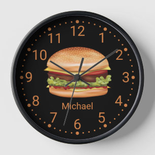 Hamburger Fast Food Illustration mit Individuelle  Uhr