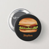 Hamburger-Fast-Food-Illustration mit individuellem Button (Vorne & Hinten)