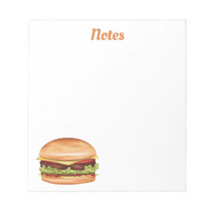 Hamburger-Fast-Food-Illustration mit individuellem Notizblock