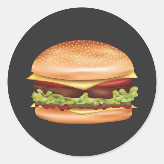 Hamburger Fast Food Illustration Runder Aufkleber (Vorderseite)