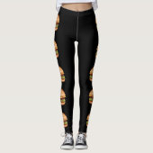 Hamburger Fast Food Illustrationen auf schwarz Leggings (Vorderseite)