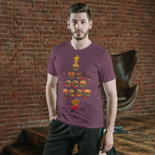 Hamburger Fast Food Lover Weihnachtsbaum Tri-Blend Shirt