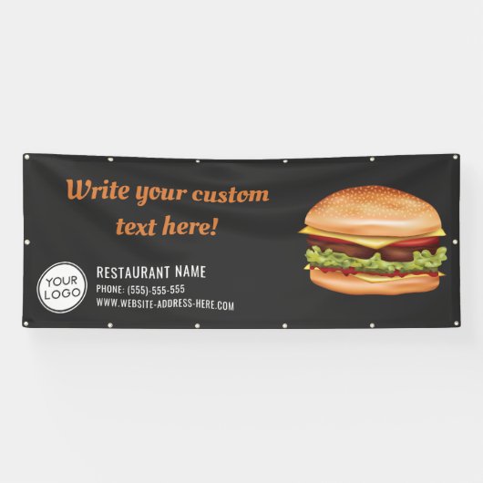 Hamburger Fast Food Restaurant oder Abendessen nac Banner (Horizontal)