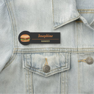 Hamburger-Fast-Food-Restaurant oder Diner individu Namensschild