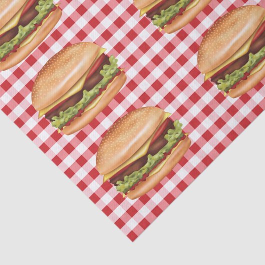 Hamburger Fast Foods auf Red Gingham Pattern Seidenpapier (Ausschnitt)