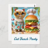 Hamburger for Beach Party for Cat Lovers Postkarte (Vorne/Hinten)